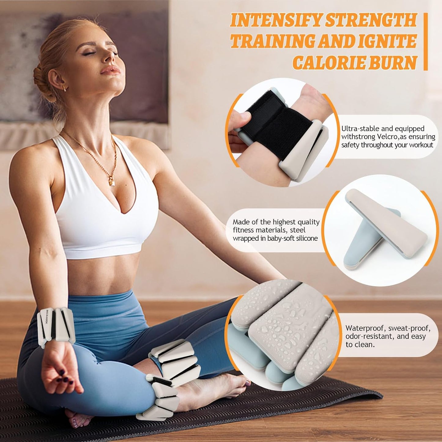 Ankle Weights Set of 2 (1 lb/2 lb/3 lb Each) Adjustable Wrist Weights for Women Men Wearable Arm Leg Weight for Pilates, Running, Walking, Workout, Yoga