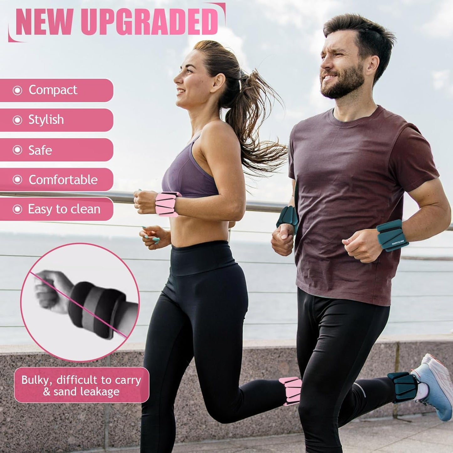 Ankle Weights Set of 2 (1 lb/2 lb/3 lb Each) Adjustable Wrist Weights for Women Men Wearable Arm Leg Weight for Pilates, Running, Walking, Workout, Yoga
