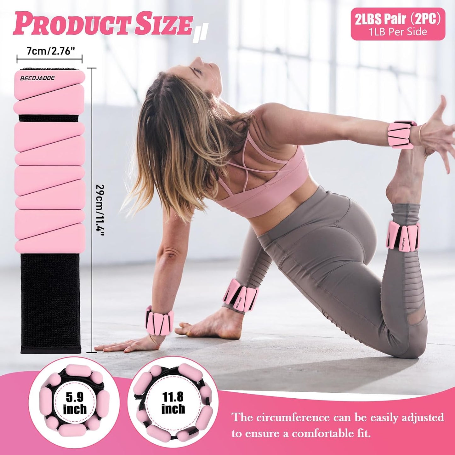 Ankle Weights Set of 2 (1 lb/2 lb/3 lb Each) Adjustable Wrist Weights for Women Men Wearable Arm Leg Weight for Pilates, Running, Walking, Workout, Yoga