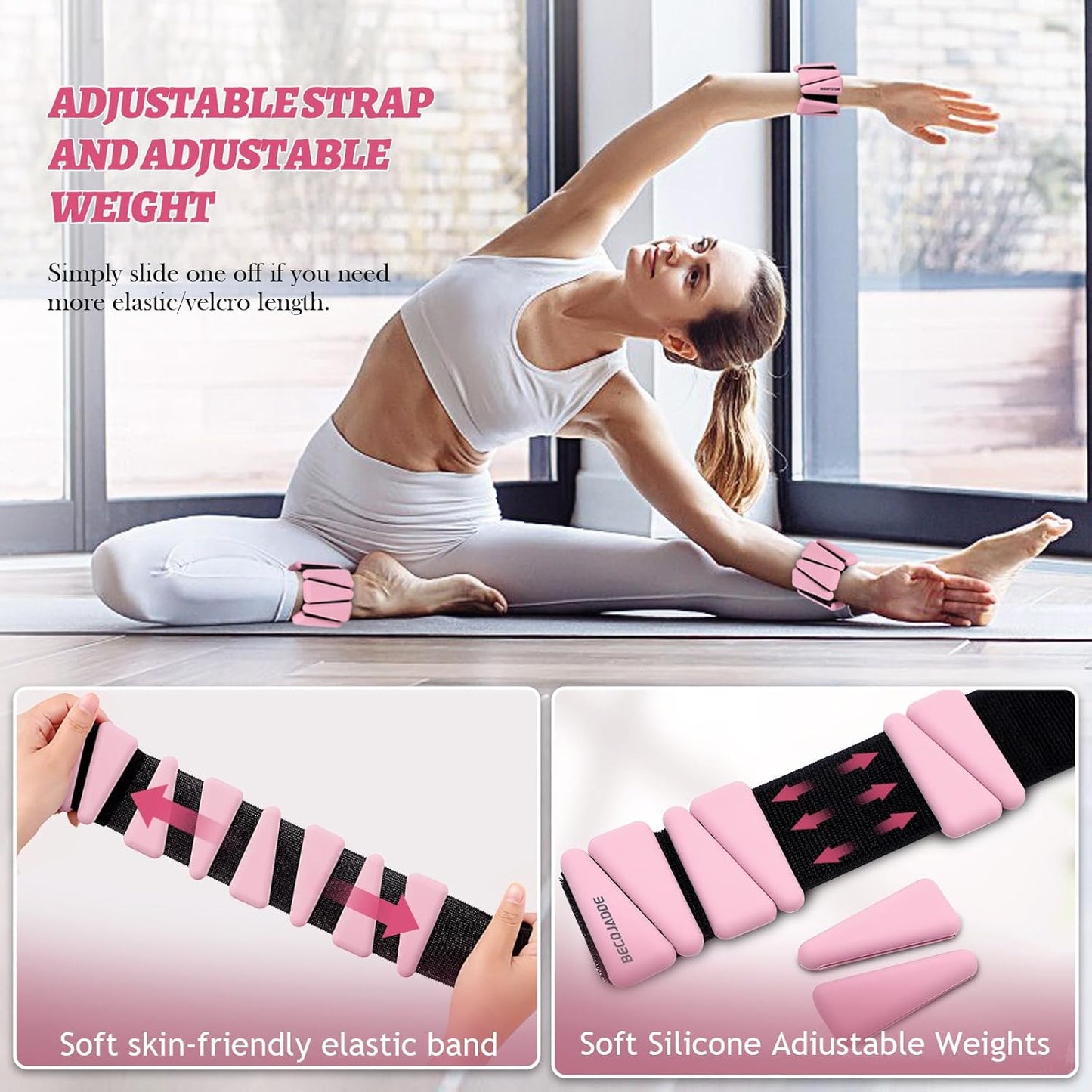 Ankle Weights Set of 2 (1 lb/2 lb/3 lb Each) Adjustable Wrist Weights for Women Men Wearable Arm Leg Weight for Pilates, Running, Walking, Workout, Yoga
