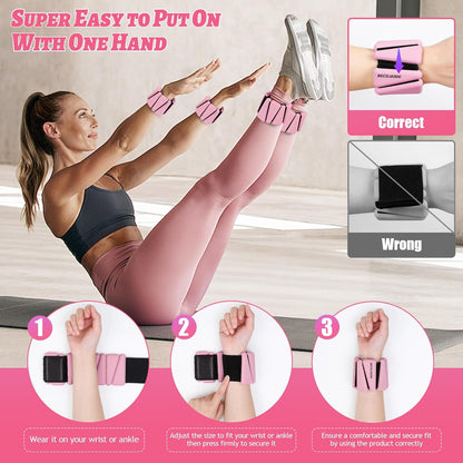 Ankle Weights Set of 2 (1 lb/2 lb/3 lb Each) Adjustable Wrist Weights for Women Men Wearable Arm Leg Weight for Pilates, Running, Walking, Workout, Yoga
