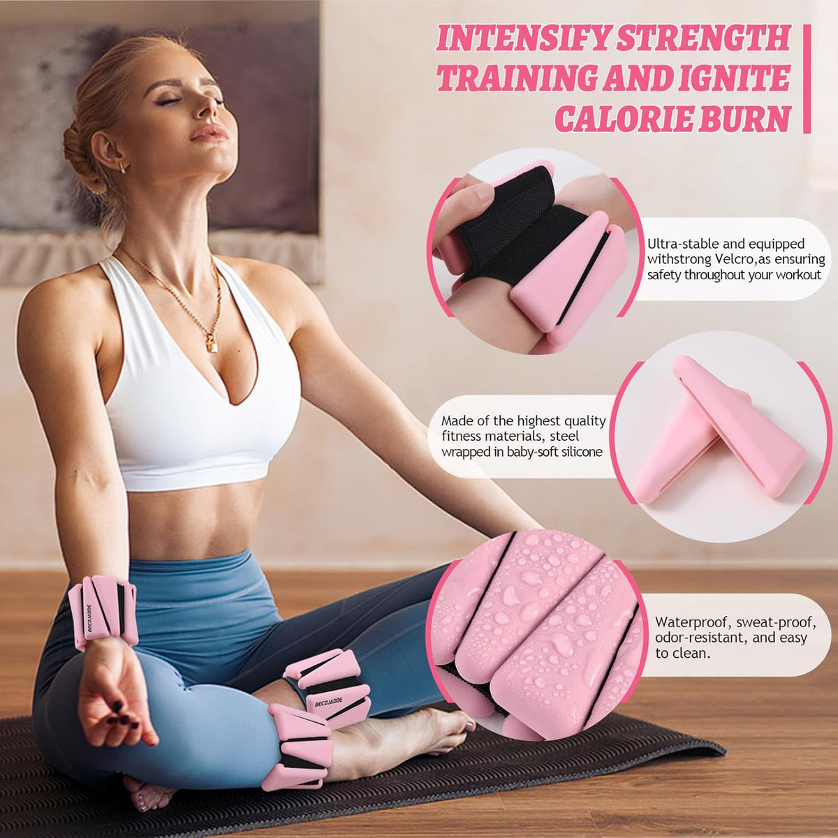Ankle Weights Set of 2 (1 lb/2 lb/3 lb Each) Adjustable Wrist Weights for Women Men Wearable Arm Leg Weight for Pilates, Running, Walking, Workout, Yoga