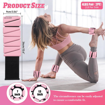 Ankle Weights Set of 2 (1 lb/2 lb/3 lb Each) Adjustable Wrist Weights for Women Men Wearable Arm Leg Weight for Pilates, Running, Walking, Workout, Yoga