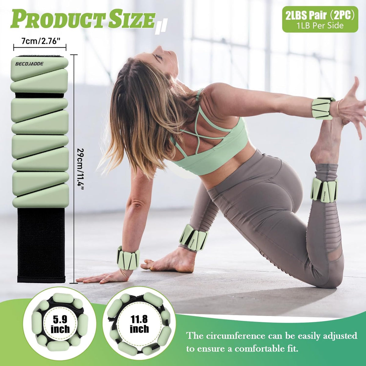 Ankle Weights Set of 2 (1 lb/2 lb/3 lb Each) Adjustable Wrist Weights for Women Men Wearable Arm Leg Weight for Pilates, Running, Walking, Workout, Yoga