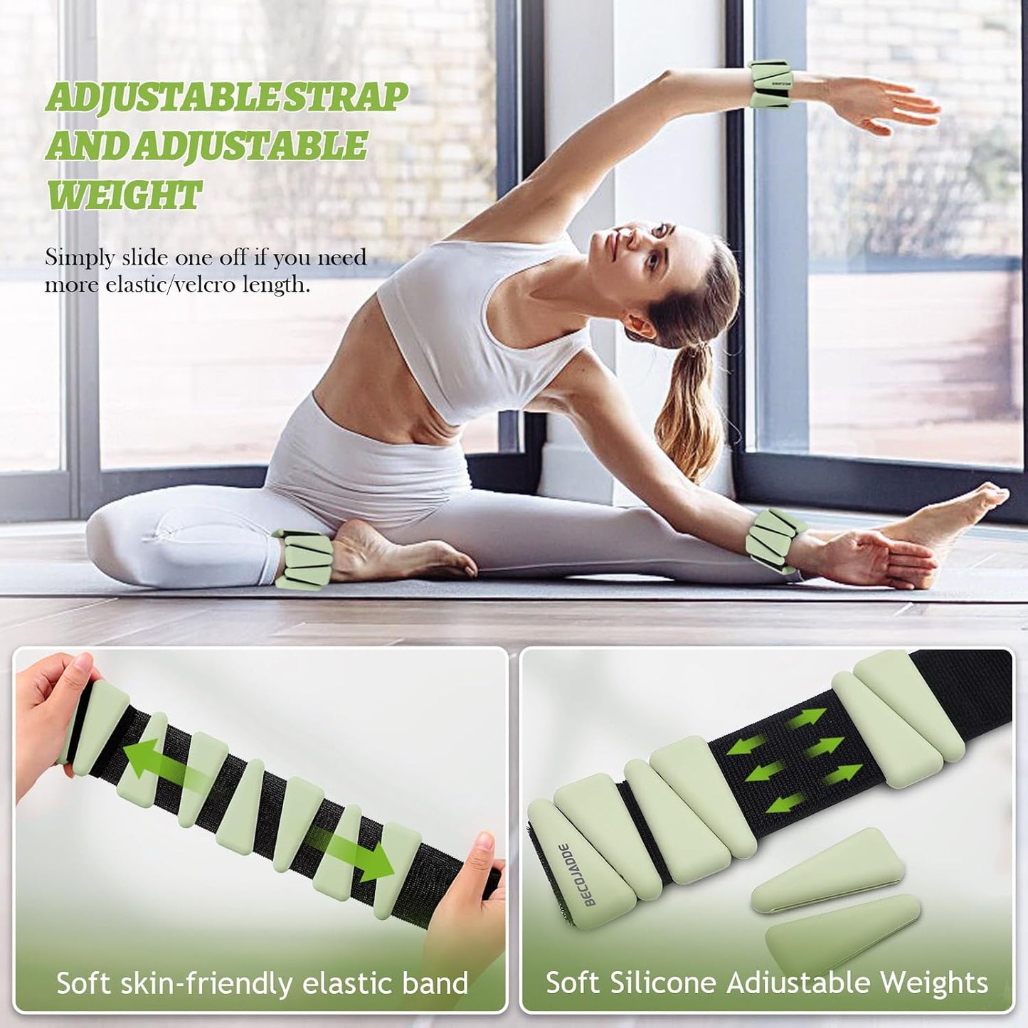 Ankle Weights Set of 2 (1 lb/2 lb/3 lb Each) Adjustable Wrist Weights for Women Men Wearable Arm Leg Weight for Pilates, Running, Walking, Workout, Yoga