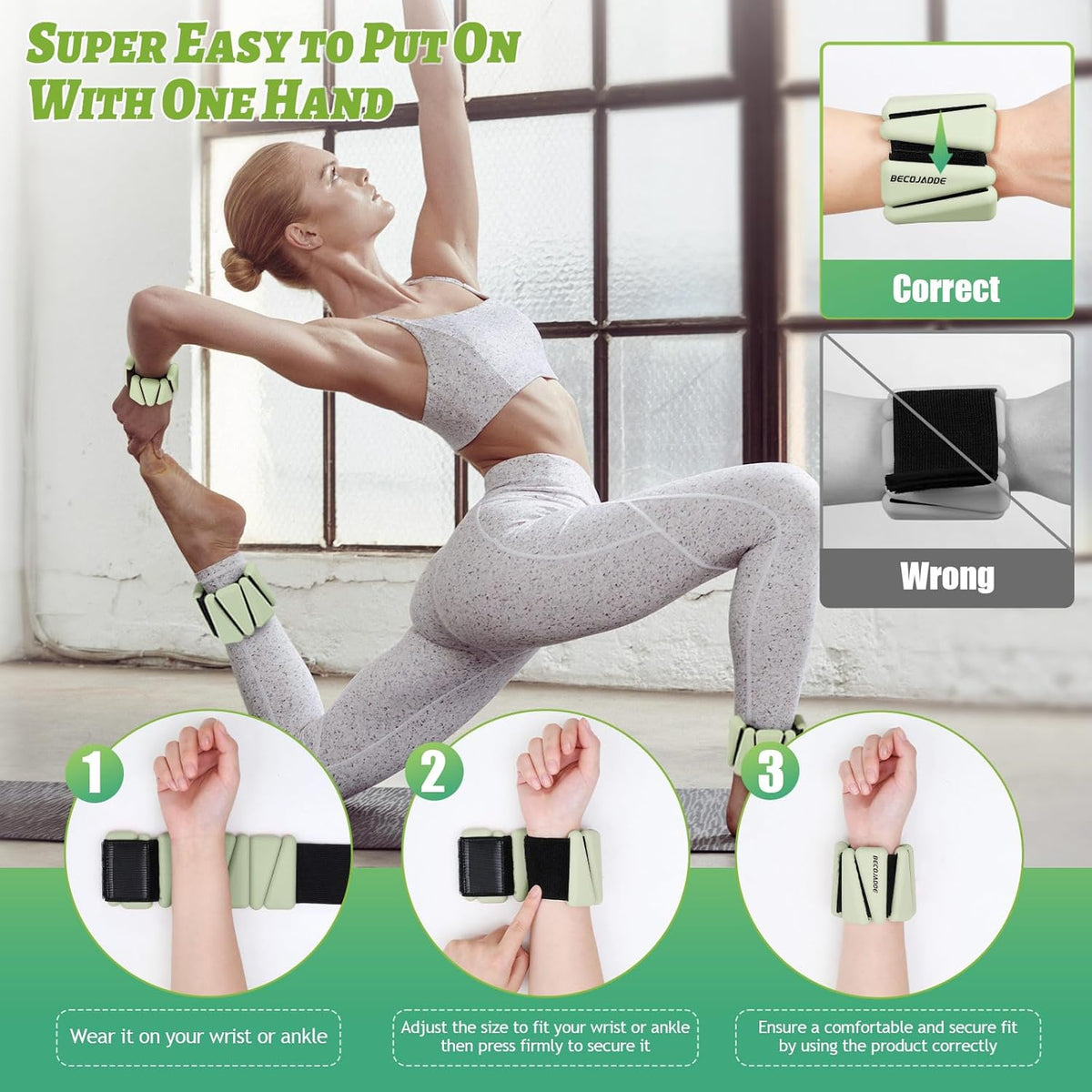Ankle Weights Set of 2 (1 lb/2 lb/3 lb Each) Adjustable Wrist Weights for Women Men Wearable Arm Leg Weight for Pilates, Running, Walking, Workout, Yoga