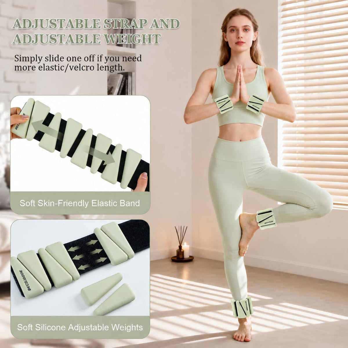 Ankle Weights Set of 2 (1 lb/2 lb/3 lb Each) Adjustable Wrist Weights for Women Men Wearable Arm Leg Weight for Pilates, Running, Walking, Workout, Yoga
