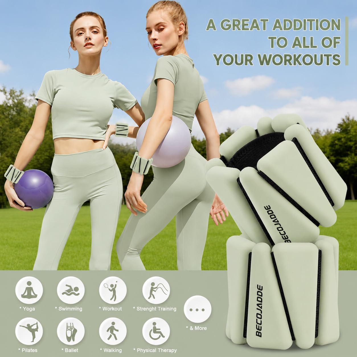 Ankle Weights Set of 2 (1 lb/2 lb/3 lb Each) Adjustable Wrist Weights for Women Men Wearable Arm Leg Weight for Pilates, Running, Walking, Workout, Yoga