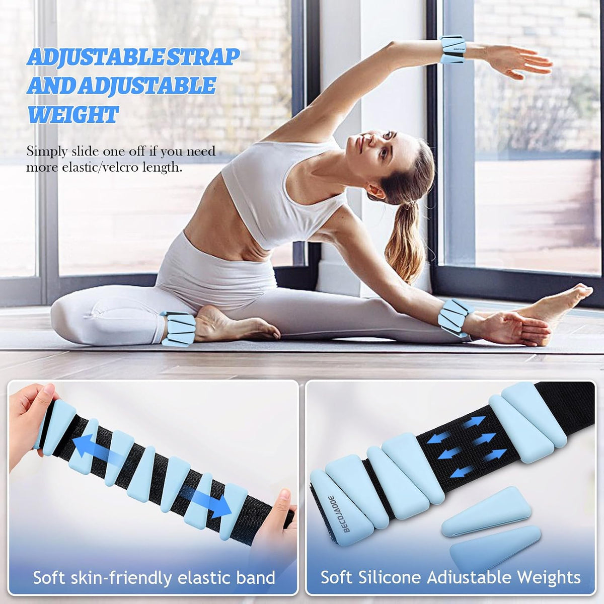 Ankle Weights Set of 2 (1 lb/2 lb/3 lb Each) Adjustable Wrist Weights for Women Men Wearable Arm Leg Weight for Pilates, Running, Walking, Workout, Yoga