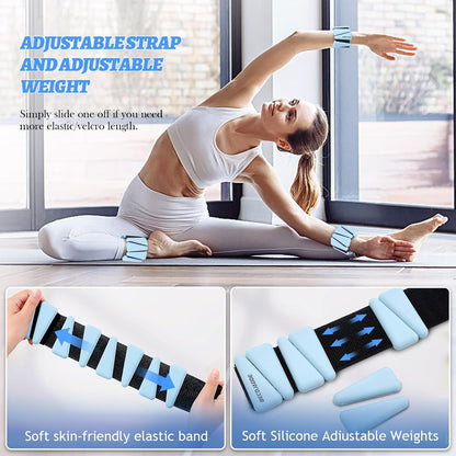 Ankle Weights Set of 2 (1 lb/2 lb/3 lb Each) Adjustable Wrist Weights for Women Men Wearable Arm Leg Weight for Pilates, Running, Walking, Workout, Yoga
