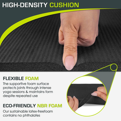 Extra Thick Yoga Knee Pad and Elbow Cushion 15mm (5/8”) Fits Standard Mats for Pain Free Joints in Yoga, Pilates, Floor Workouts