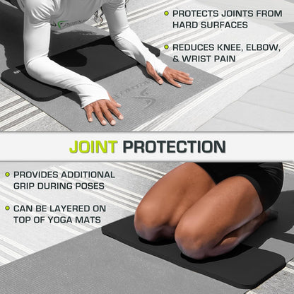 Extra Thick Yoga Knee Pad and Elbow Cushion 15mm (5/8”) Fits Standard Mats for Pain Free Joints in Yoga, Pilates, Floor Workouts