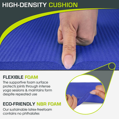 Extra Thick Yoga Knee Pad and Elbow Cushion 15mm (5/8”) Fits Standard Mats for Pain Free Joints in Yoga, Pilates, Floor Workouts