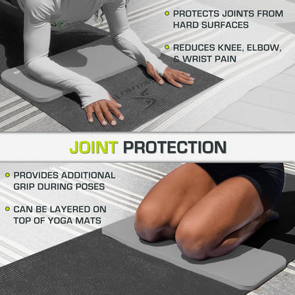 Extra Thick Yoga Knee Pad and Elbow Cushion 15mm (5/8”) Fits Standard Mats for Pain Free Joints in Yoga, Pilates, Floor Workouts