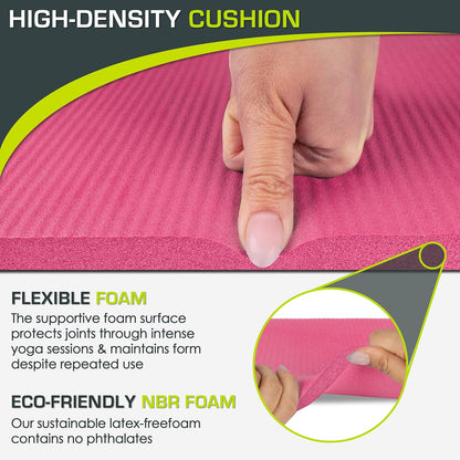 Extra Thick Yoga Knee Pad and Elbow Cushion 15mm (5/8”) Fits Standard Mats for Pain Free Joints in Yoga, Pilates, Floor Workouts