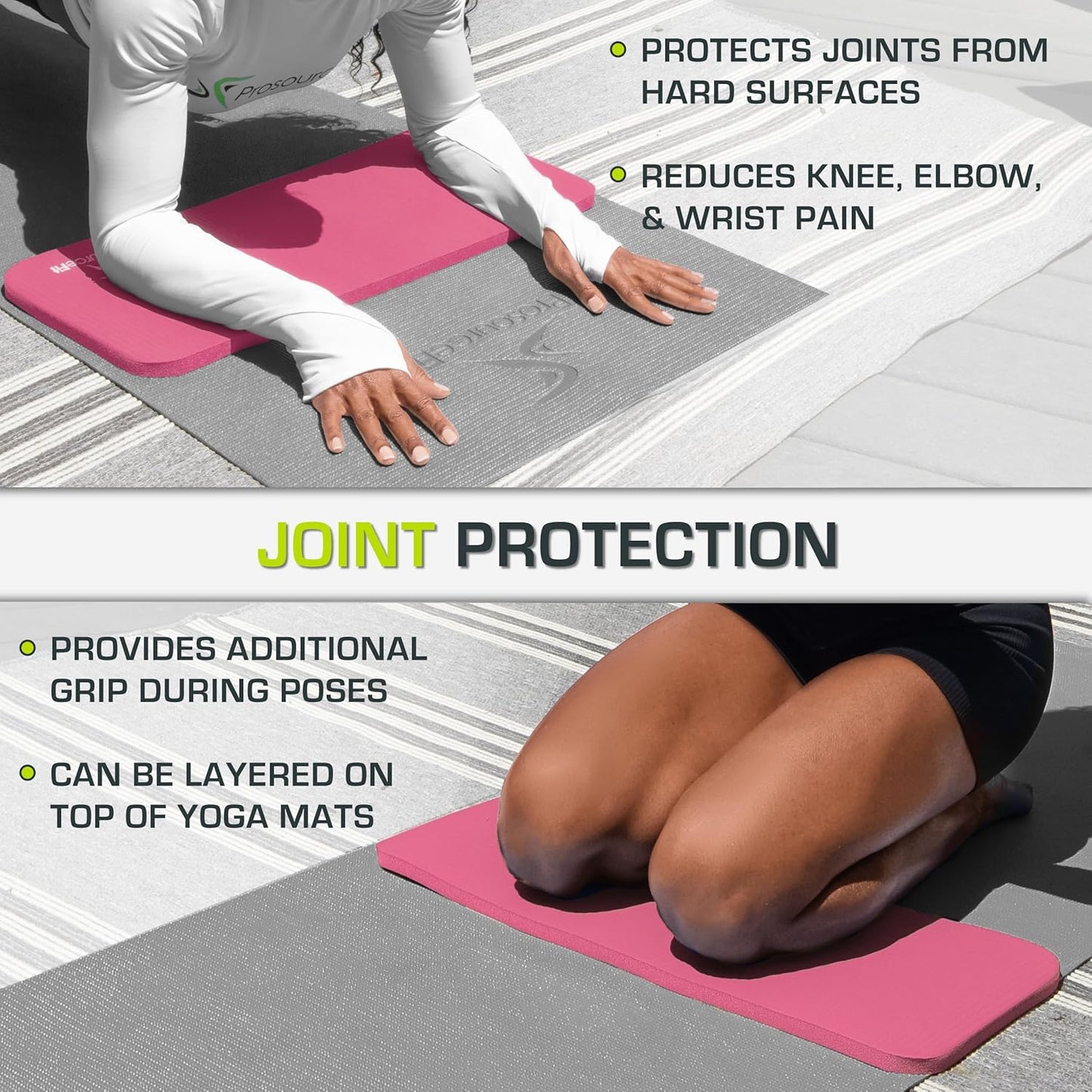 Extra Thick Yoga Knee Pad and Elbow Cushion 15mm (5/8”) Fits Standard Mats for Pain Free Joints in Yoga, Pilates, Floor Workouts