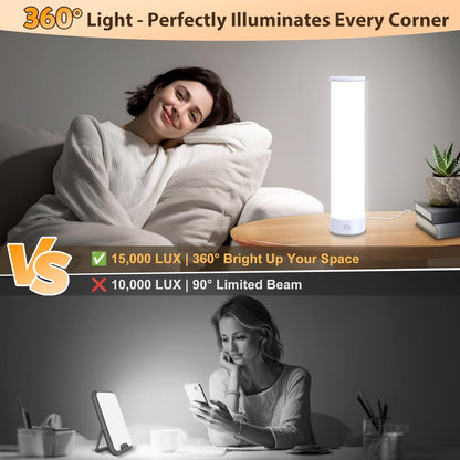 Light Therapy Lamp 15000 Lux, UV-Free Happy Sunlight Lamps with 3 Color Temperatures, Adjustable Brightness, Timer & Memory Function, Full Spectrum Light with Remote Control for Home, Happy Life