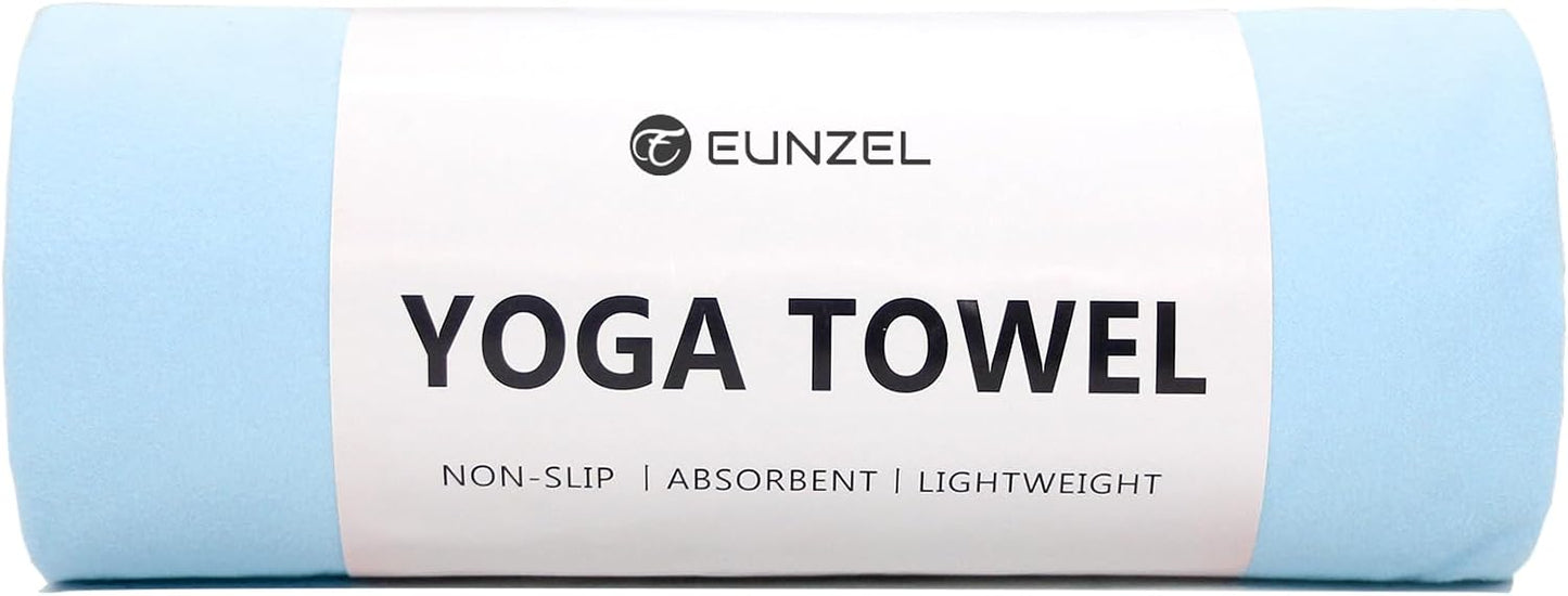 2 Pack Hot Yoga Towel Non Slip Yoga Mat Towel Non-Slip Sweat Absorbent Microfiber Towel for Hot Yoga, Pilates and Workout 72" x 26.5", Purple & Blue/Purple & Green
