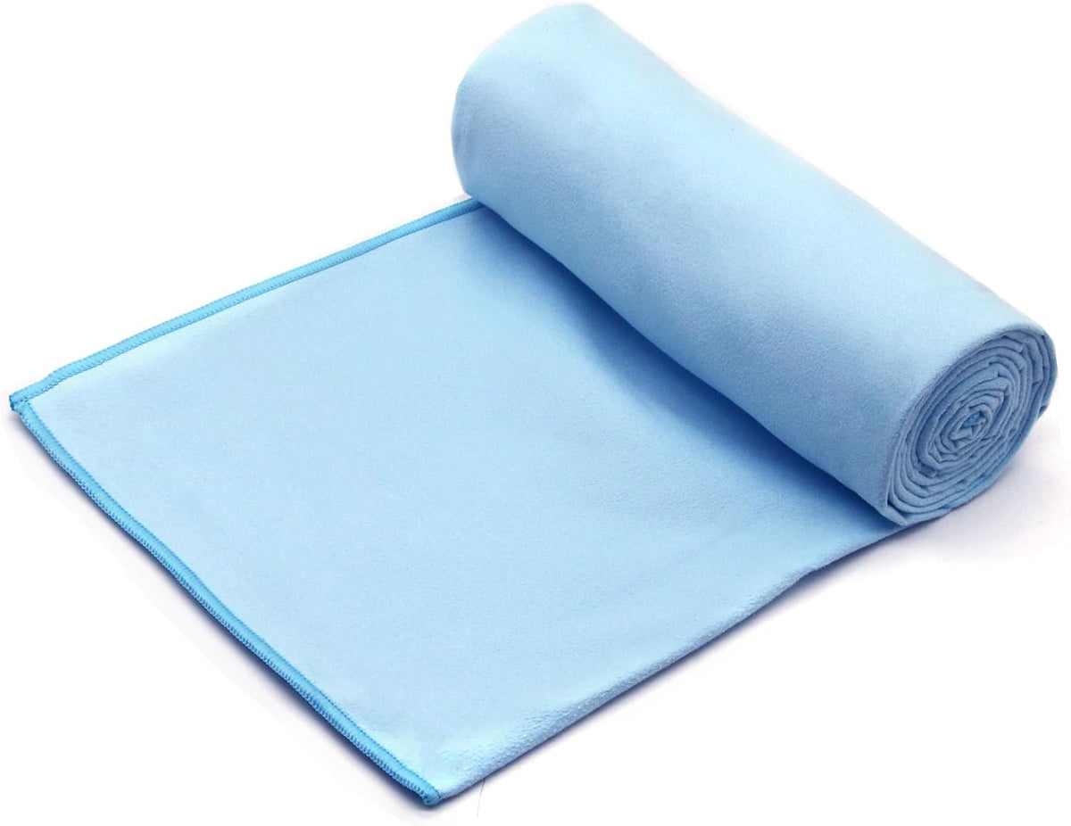 2 Pack Hot Yoga Towel Non Slip Yoga Mat Towel Non-Slip Sweat Absorbent Microfiber Towel for Hot Yoga, Pilates and Workout 72" x 26.5", Purple & Blue/Purple & Green