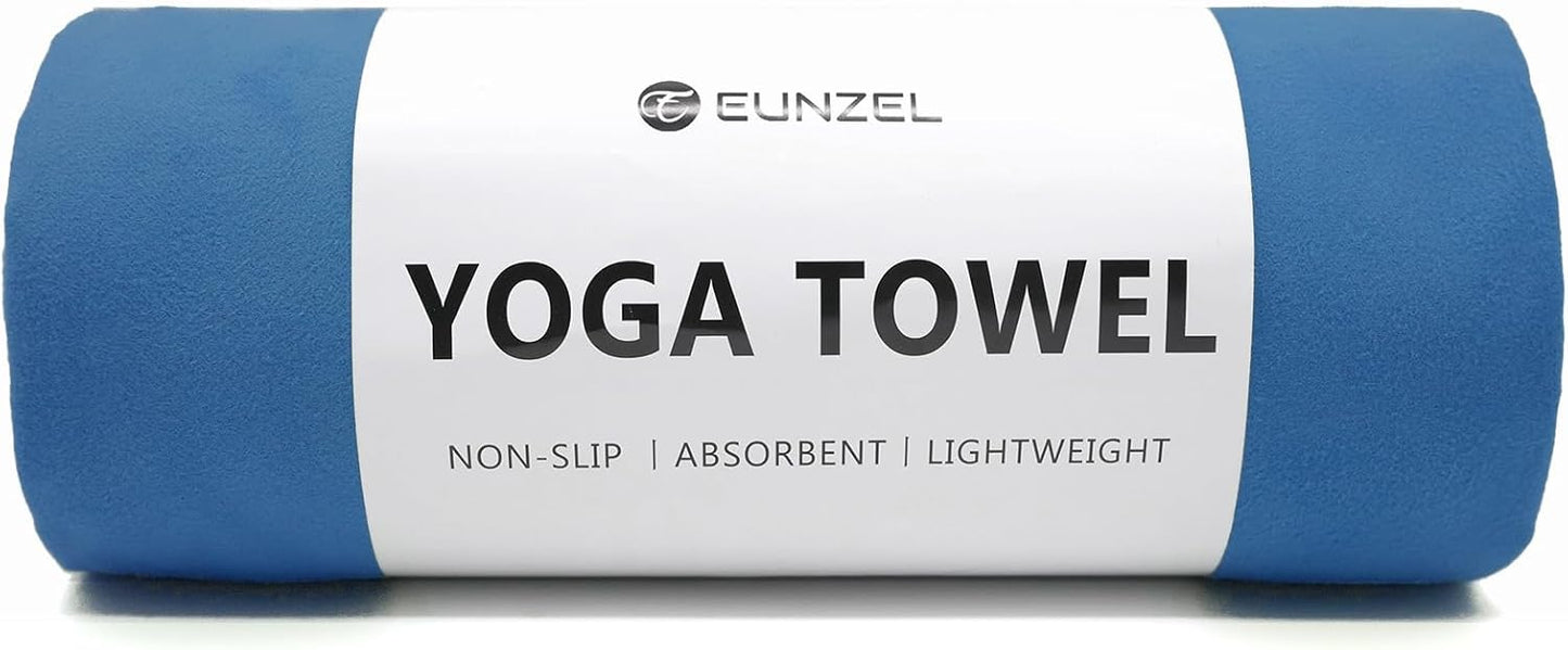 2 Pack Hot Yoga Towel Non Slip Yoga Mat Towel Non-Slip Sweat Absorbent Microfiber Towel for Hot Yoga, Pilates and Workout 72" x 26.5", Purple & Blue/Purple & Green