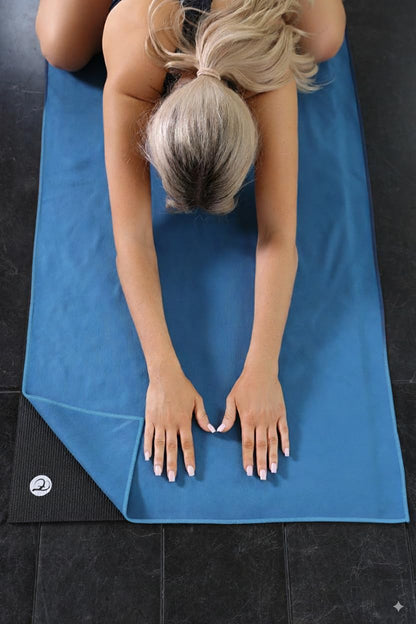 2 Pack Hot Yoga Towel Non Slip Yoga Mat Towel Non-Slip Sweat Absorbent Microfiber Towel for Hot Yoga, Pilates and Workout 72" x 26.5", Purple & Blue/Purple & Green