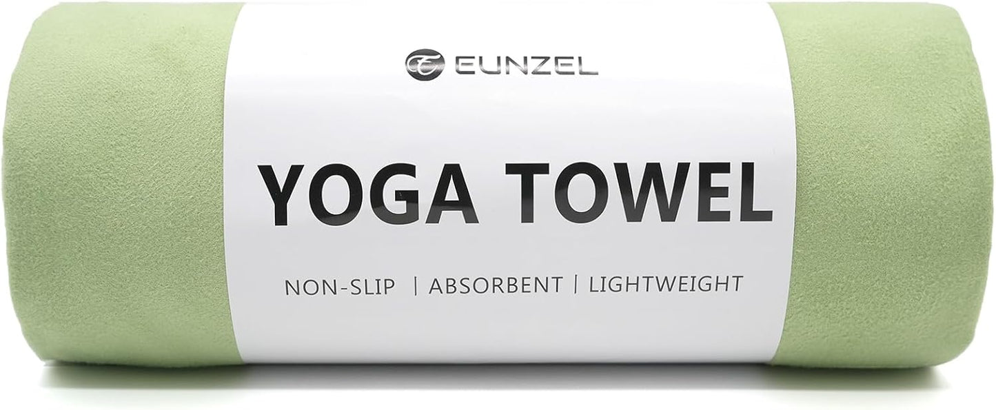 2 Pack Hot Yoga Towel Non Slip Yoga Mat Towel Non-Slip Sweat Absorbent Microfiber Towel for Hot Yoga, Pilates and Workout 72" x 26.5", Purple & Blue/Purple & Green