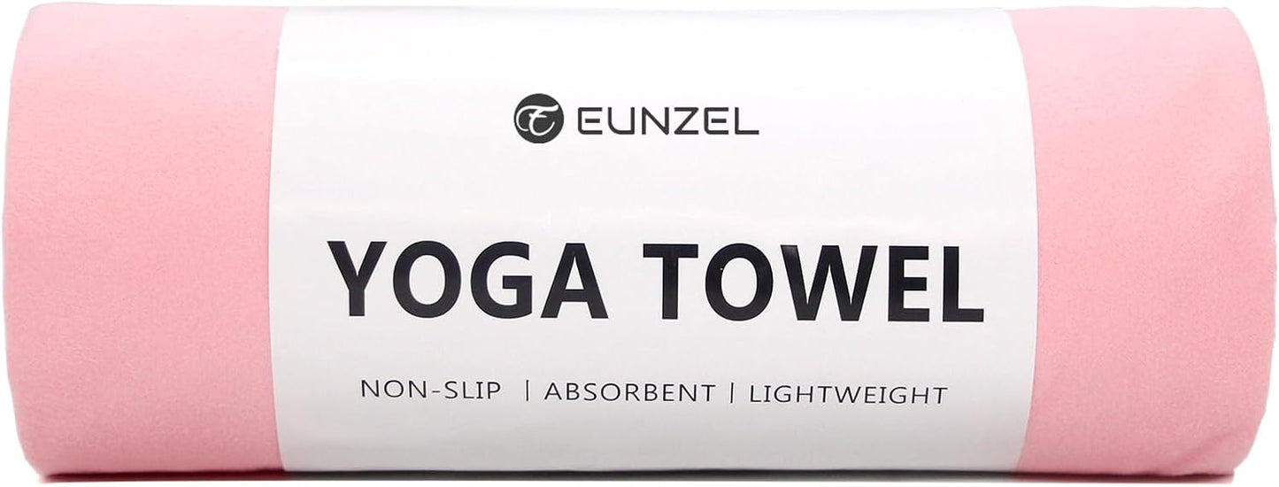 2 Pack Hot Yoga Towel Non Slip Yoga Mat Towel Non-Slip Sweat Absorbent Microfiber Towel for Hot Yoga, Pilates and Workout 72" x 26.5", Purple & Blue/Purple & Green
