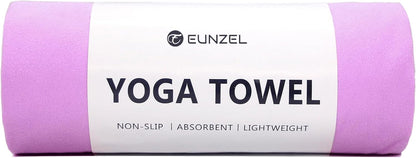 2 Pack Hot Yoga Towel Non Slip Yoga Mat Towel Non-Slip Sweat Absorbent Microfiber Towel for Hot Yoga, Pilates and Workout 72" x 26.5", Purple & Blue/Purple & Green