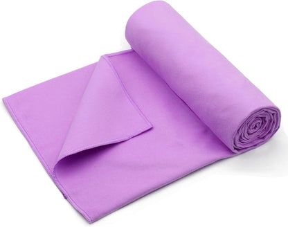 2 Pack Hot Yoga Towel Non Slip Yoga Mat Towel Non-Slip Sweat Absorbent Microfiber Towel for Hot Yoga, Pilates and Workout 72" x 26.5", Purple & Blue/Purple & Green