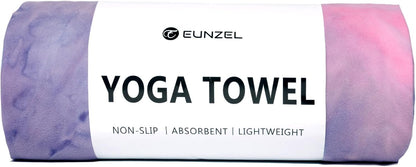 2 Pack Hot Yoga Towel Non Slip Yoga Mat Towel Non-Slip Sweat Absorbent Microfiber Towel for Hot Yoga, Pilates and Workout 72" x 26.5", Purple & Blue/Purple & Green