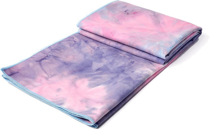 2 Pack Hot Yoga Towel Non Slip Yoga Mat Towel Non-Slip Sweat Absorbent Microfiber Towel for Hot Yoga, Pilates and Workout 72" x 26.5", Purple & Blue/Purple & Green