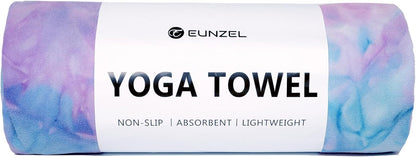 2 Pack Hot Yoga Towel Non Slip Yoga Mat Towel Non-Slip Sweat Absorbent Microfiber Towel for Hot Yoga, Pilates and Workout 72" x 26.5", Purple & Blue/Purple & Green