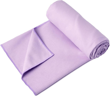 2 Pack Hot Yoga Towel Non Slip Yoga Mat Towel Non-Slip Sweat Absorbent Microfiber Towel for Hot Yoga, Pilates and Workout 72" x 26.5", Purple & Blue/Purple & Green