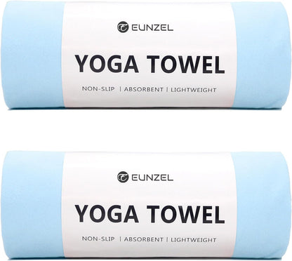 2 Pack Hot Yoga Towel Non Slip Yoga Mat Towel Non-Slip Sweat Absorbent Microfiber Towel for Hot Yoga, Pilates and Workout 72" x 26.5", Purple & Blue/Purple & Green