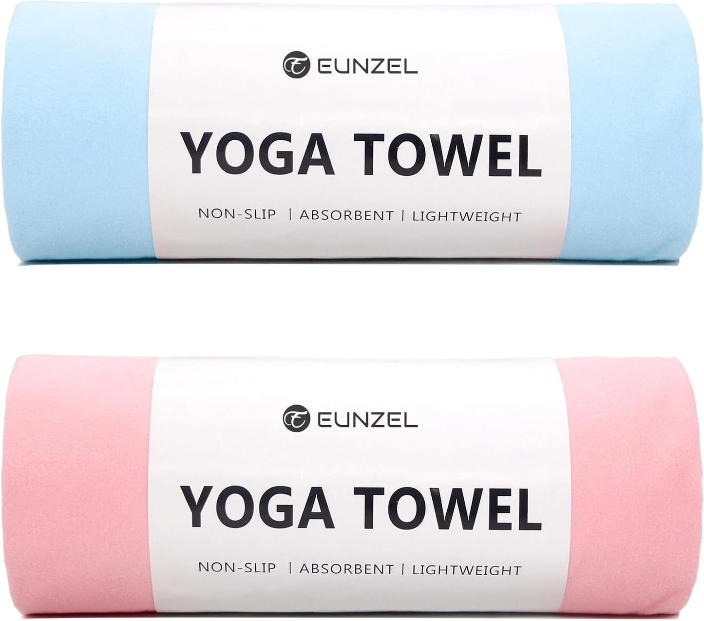 2 Pack Hot Yoga Towel Non Slip Yoga Mat Towel Non-Slip Sweat Absorbent Microfiber Towel for Hot Yoga, Pilates and Workout 72" x 26.5", Purple & Blue/Purple & Green