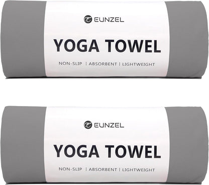 2 Pack Hot Yoga Towel Non Slip Yoga Mat Towel Non-Slip Sweat Absorbent Microfiber Towel for Hot Yoga, Pilates and Workout 72" x 26.5", Purple & Blue/Purple & Green