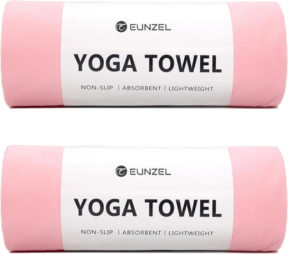 2 Pack Hot Yoga Towel Non Slip Yoga Mat Towel Non-Slip Sweat Absorbent Microfiber Towel for Hot Yoga, Pilates and Workout 72" x 26.5", Purple & Blue/Purple & Green