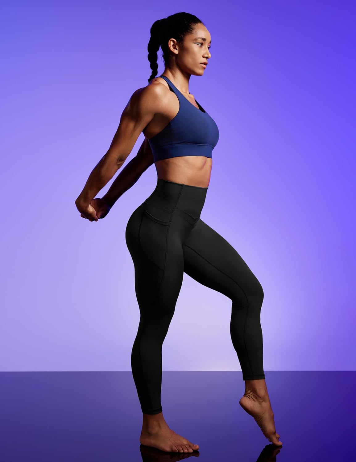 IUGA Compression Leggings with Pockets for Women Tummy Control Leggings No Front Seam Workout High Waist Yoga Pants