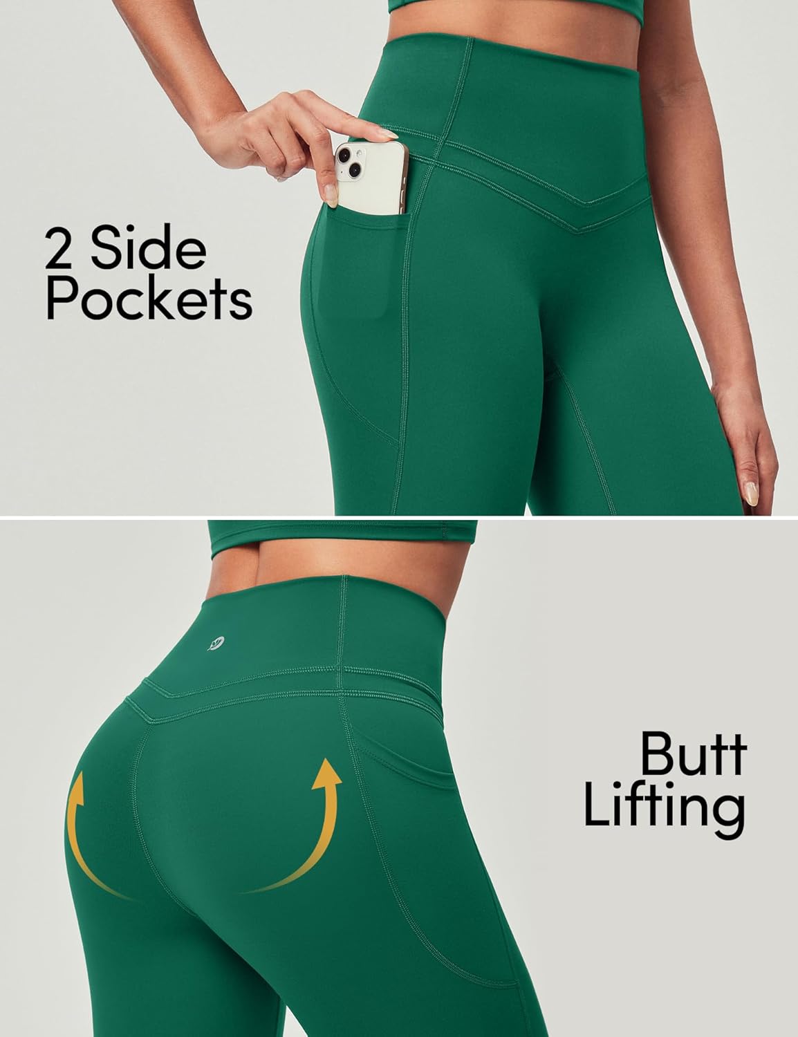 IUGA Compression Leggings with Pockets for Women Tummy Control Leggings No Front Seam Workout High Waist Yoga Pants