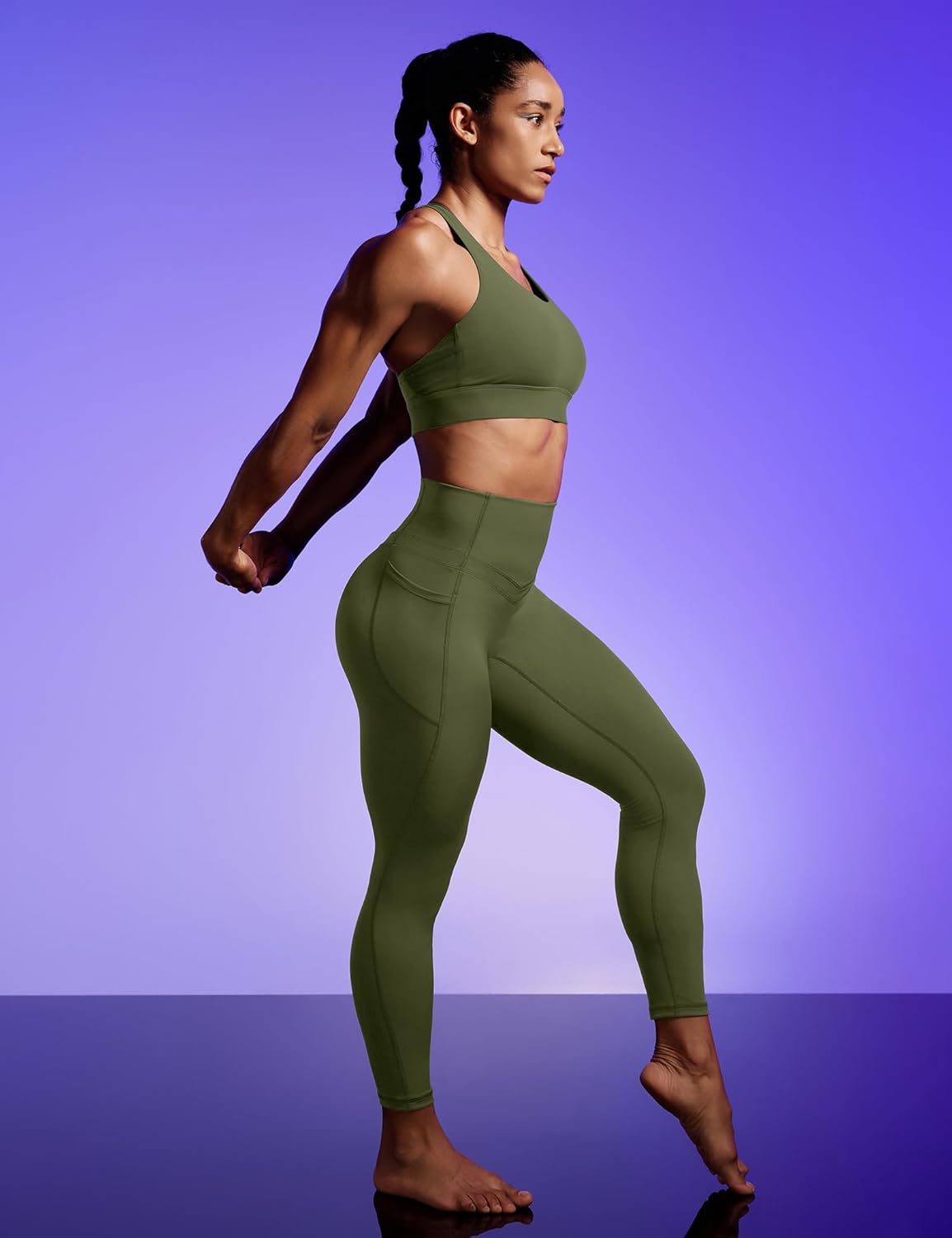 IUGA Compression Leggings with Pockets for Women Tummy Control Leggings No Front Seam Workout High Waist Yoga Pants