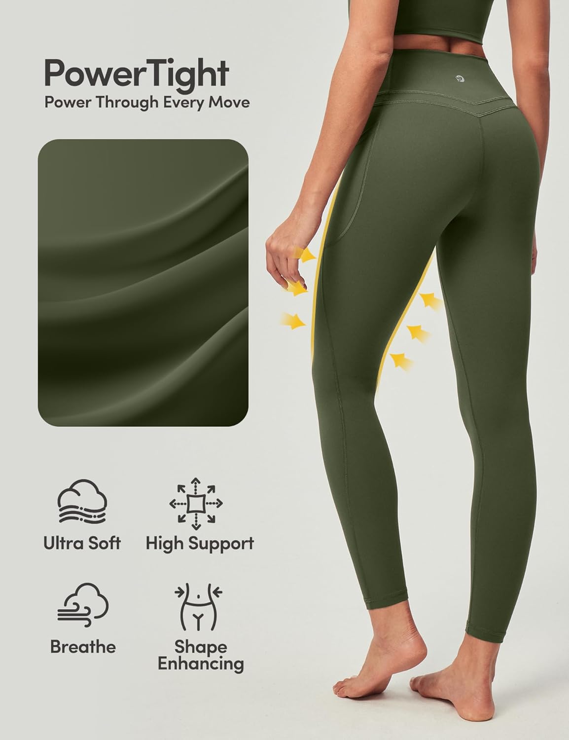 IUGA Compression Leggings with Pockets for Women Tummy Control Leggings No Front Seam Workout High Waist Yoga Pants