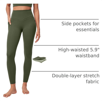 IUGA Compression Leggings with Pockets for Women Tummy Control Leggings No Front Seam Workout High Waist Yoga Pants