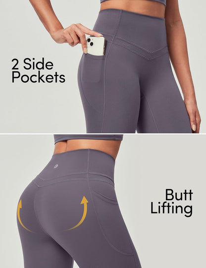 IUGA Compression Leggings with Pockets for Women Tummy Control Leggings No Front Seam Workout High Waist Yoga Pants