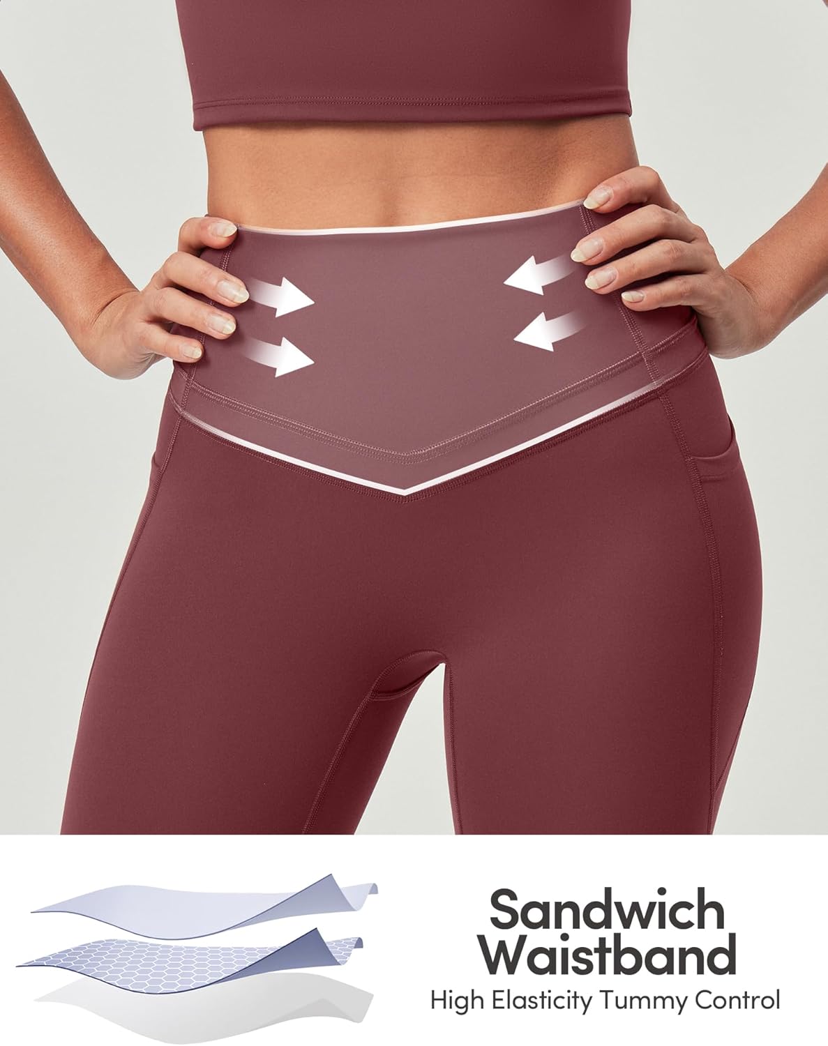 IUGA Compression Leggings with Pockets for Women Tummy Control Leggings No Front Seam Workout High Waist Yoga Pants