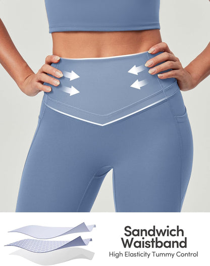 IUGA Compression Leggings with Pockets for Women Tummy Control Leggings No Front Seam Workout High Waist Yoga Pants