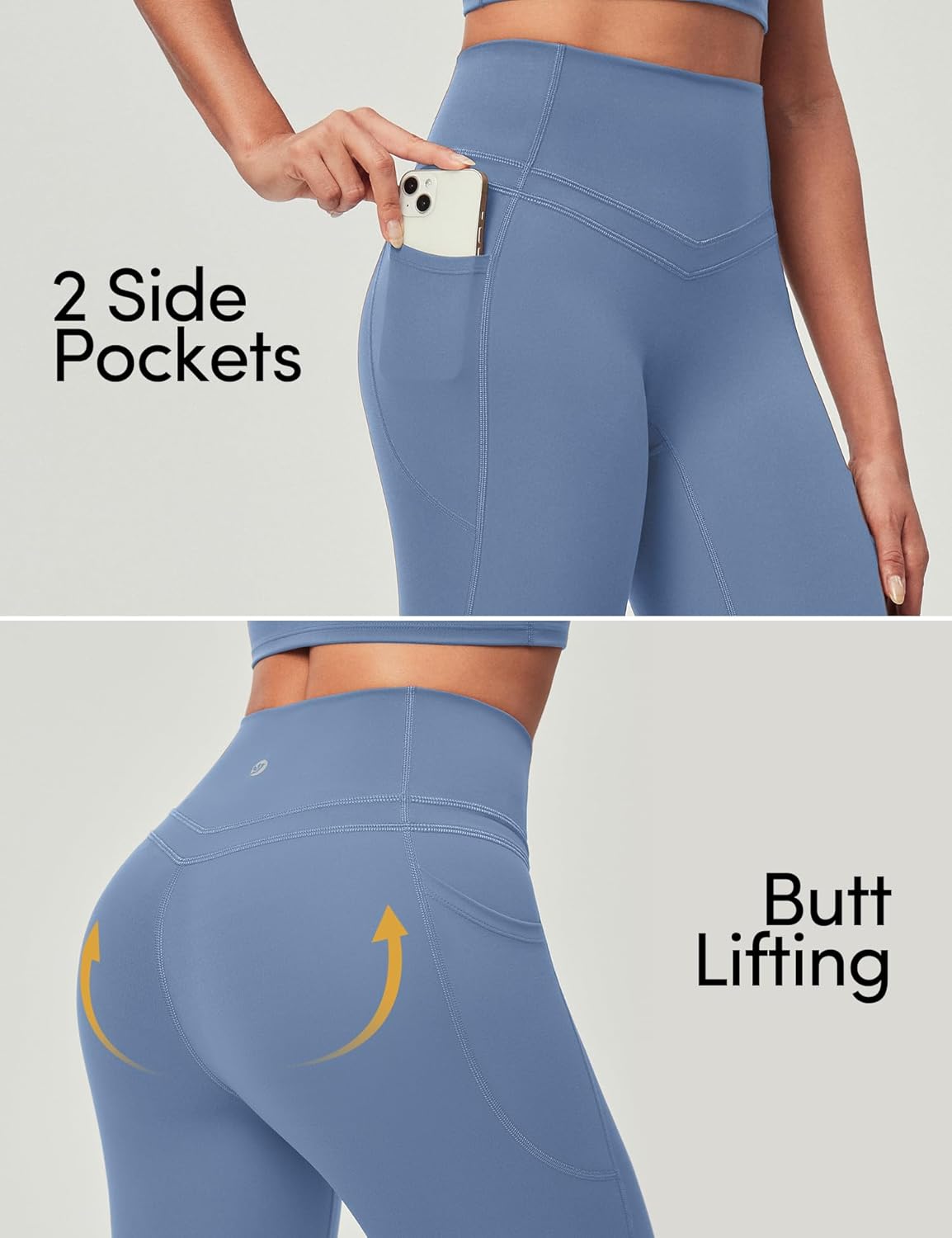 IUGA Compression Leggings with Pockets for Women Tummy Control Leggings No Front Seam Workout High Waist Yoga Pants