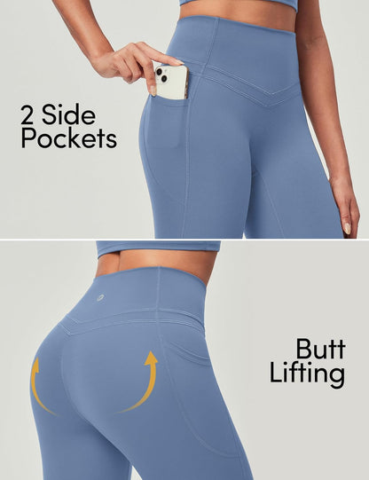 IUGA Compression Leggings with Pockets for Women Tummy Control Leggings No Front Seam Workout High Waist Yoga Pants