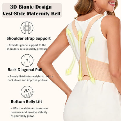 Pregnancy Belly Bands for Pregnant Women, Maternity Pregnancy Support Belt | Maternity Band with Adjustable Straps (Beige, M)