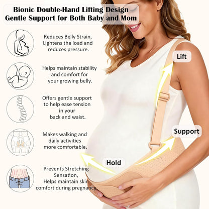 Pregnancy Belly Bands for Pregnant Women, Maternity Pregnancy Support Belt | Maternity Band with Adjustable Straps (Beige, M)