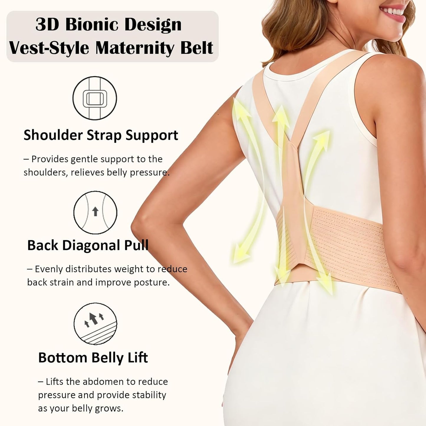 Pregnancy Belly Bands for Pregnant Women, Maternity Pregnancy Support Belt | Maternity Band with Adjustable Straps (Beige, M)